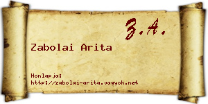 Zabolai Arita névjegykártya